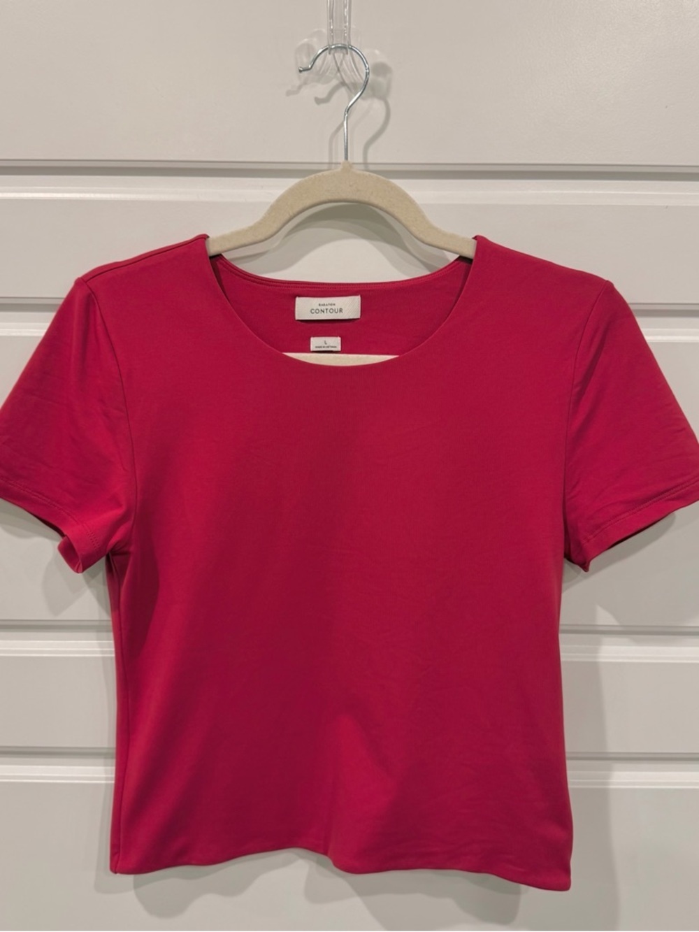 Aritzia Babaton Contour Crop T-Shirt Pink Size L - Picture 2 of 7